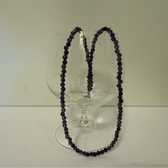 NEW UNWORN INDIA NECKLACE PURPLE CRYSTALS 925 STERLING SILVER CLASP 18” - Picture 5 of 9